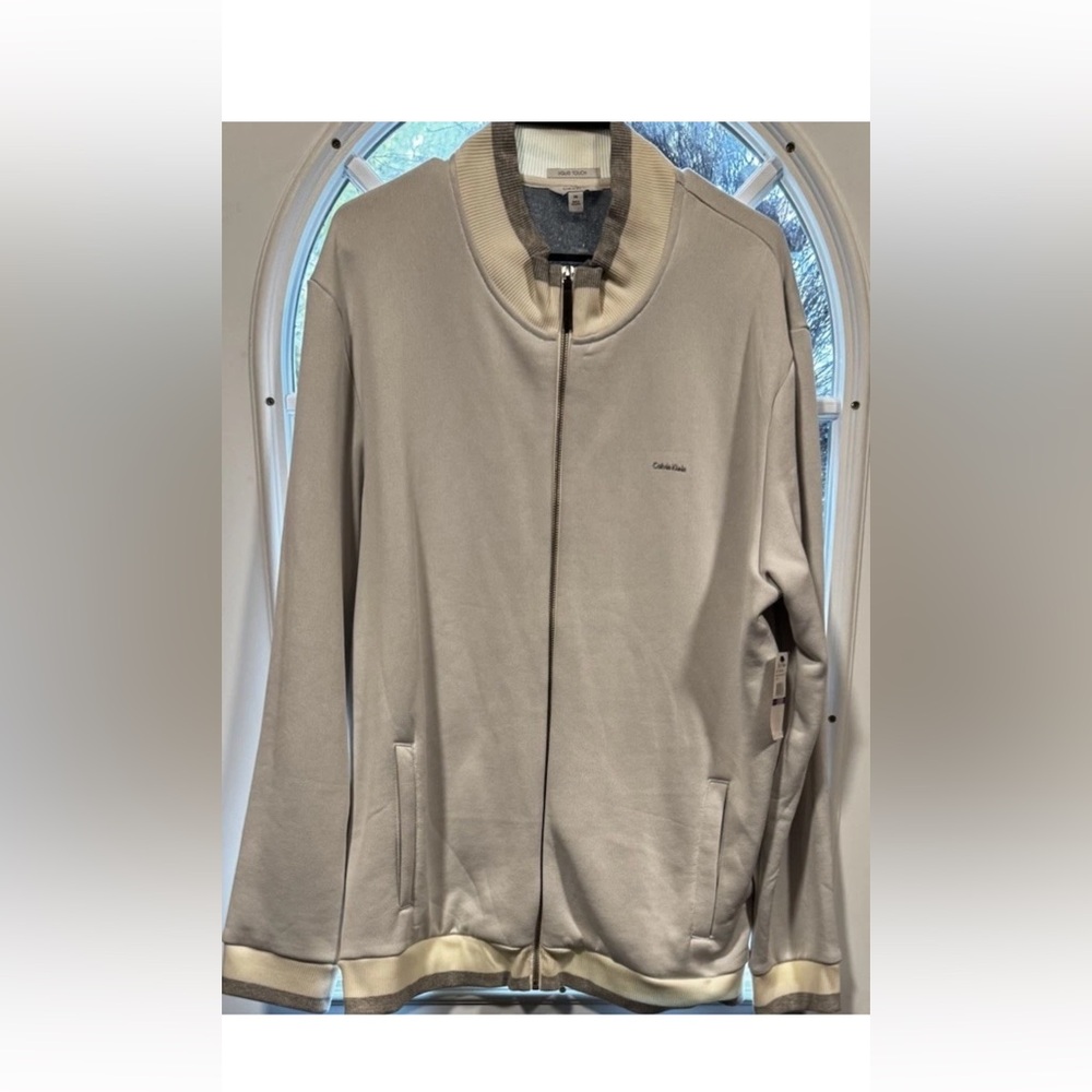 Calvin Klein Mens XXL Sweatshirt Jacket Zip Up Preppy Classic Relaxed Comfy NWT